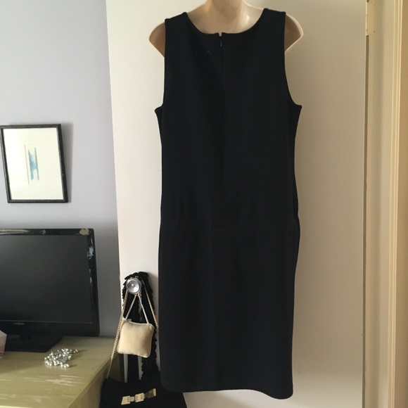 ST JOHN Black Wool Blend Ponte Sleeveless Midi Dresss 14 XL - Picture 3 of 5